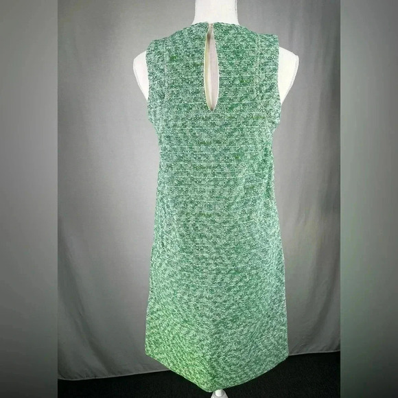 ODEEH Dress Green Cream Tweed Sleeveless Shift Size XS NWT Racerback Pockets - Picture 7 of 16